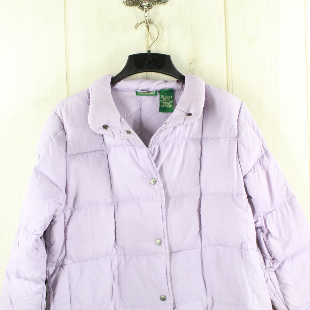 LL Bean Light Purple Goose Down Full Zip Puffer Winter Jacket Size M - Picture 2 of 9